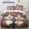Cartoon Calico Cat Pattern Bedding Home Decoration Birthday Gift (1 * duvet cover + 2 * pillowcase, without core)