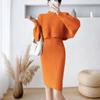 French style western-style sweater two-piece set thickened autumn and winter base dress fashionable knitted suspender dress
