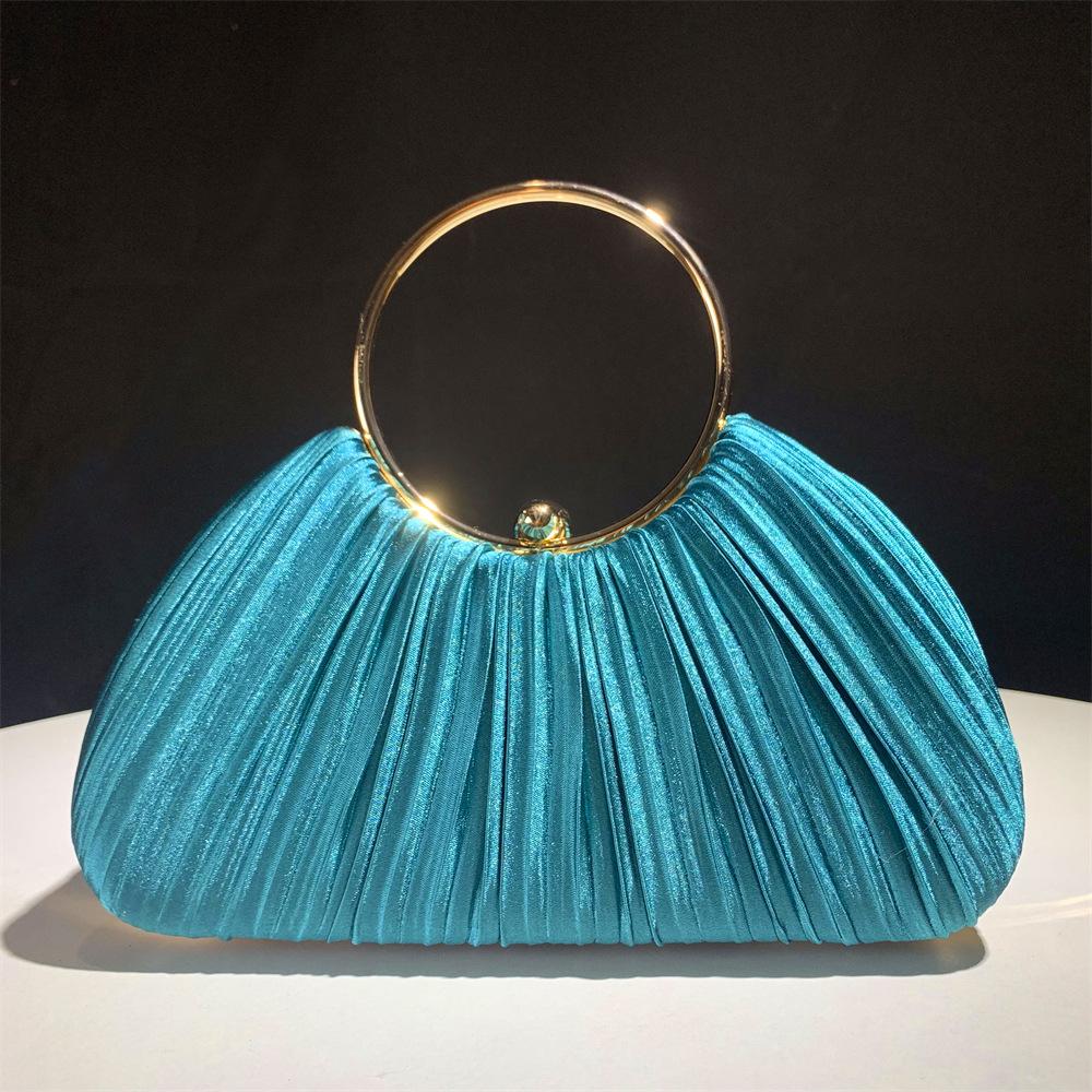 Women's Pleated Evening Bag Handbag with Chain Elegant Shoulder Bag Dressy Clutch Purse for Wedding Party Prom Crossbody Bag for Women Handle Satchel