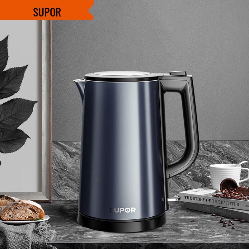 SUPOR 1.7л Двухстенный Электрический Чайник из Нержавеющей Стали Вилка CN (адаптер в комплекте)