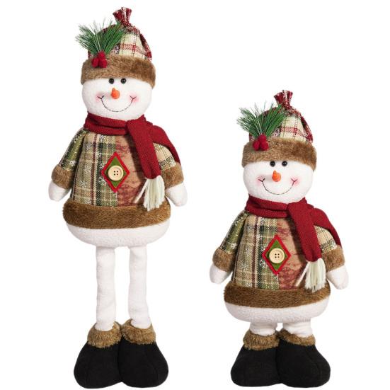 Christmas Plush Toy with Retractable Legs Handmade Reindeer Snowman Santa Claus Plush Doll Xmas Holiday Party Decoration Ornament