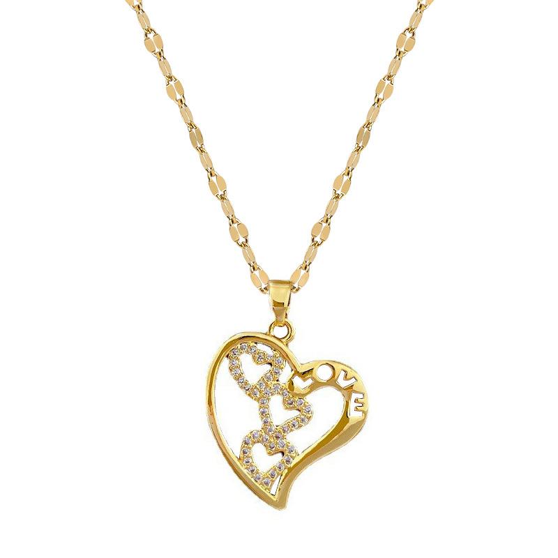 Titanium Steel Chain Love Light Luxury Banquet Wedding Necklace Women'S Versatile Collarbone Chain Titanium Steel Chain