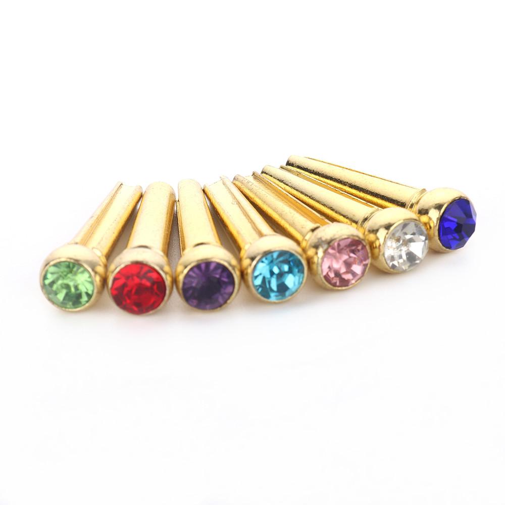 6 pièces Chevilles de Guitare avec Incrustations de Pierres de Cristal Chevilles de Cordes en Métal pour Guitare Acoustique