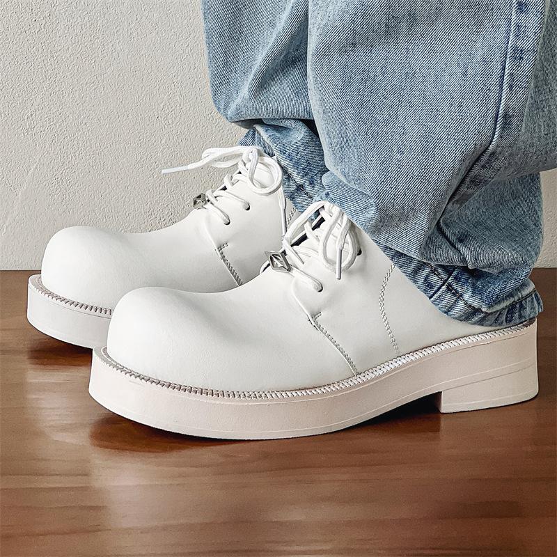 

мужская мода свадебная вечеринка платье туфли на платформе шнуровка натуральная кожа дерби обувь белый стильные кроссовки мужская обувь 270 белый