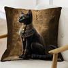 2D flat-Vintage Egyptian Bastet Black Cat Throw Pillow Cover Ancient Egypt Hieroglyphics Decorative Cushion Case for  Bedroom