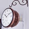 Vintage Style Hanging Metal Clock - Made with Brass / Double-sided Analogue Railway Clock / Antique Brass or Copper Ornamental Finish