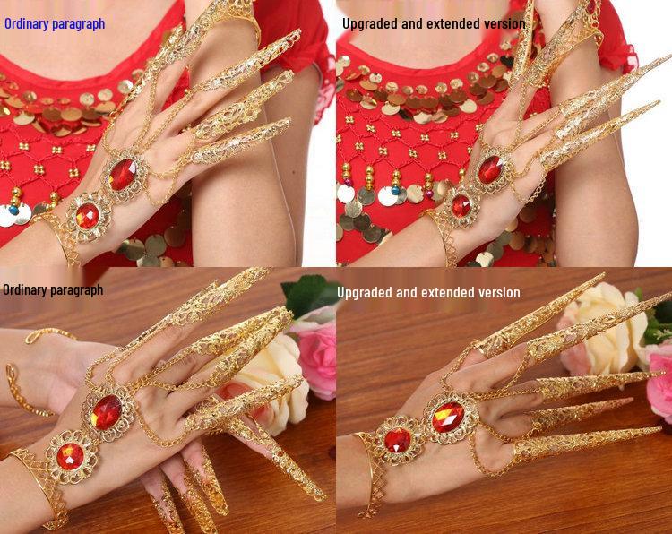 Indian Dance Costume: Extended Jewelry and Thousand-Hand Guanyin Sleeves for Xinjiang Ethnic Style Performance