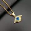 Hip Hop Gold Color Eye Pendant Necklace with Zircon 316L Stainless Steel Clavicle Necklace Women Men Jewelry