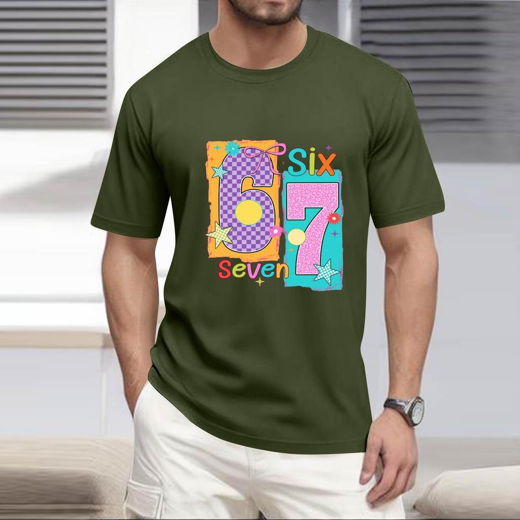 Men's  Popular T-shirt Printed Round Neck Short Sleeve T-shirt