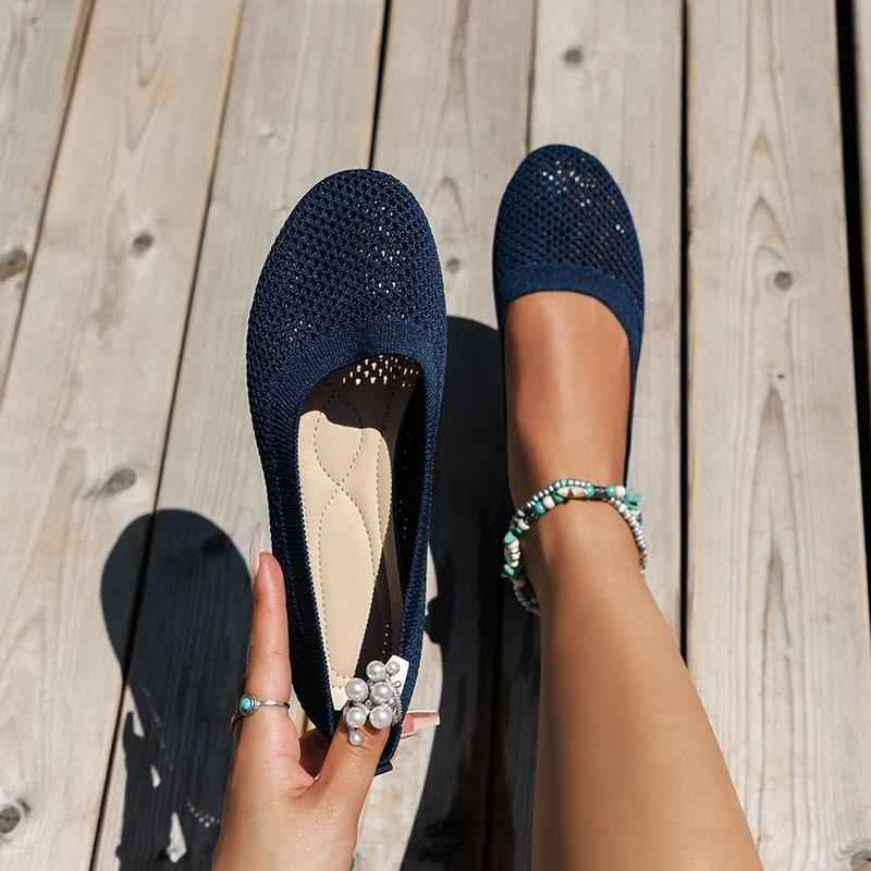 Flat Sole Single Shoe Women's 2024 Spring/summer/autumn New Mesh Fabric Shallow Mouth Soft Sole Breathable Women's Shoes