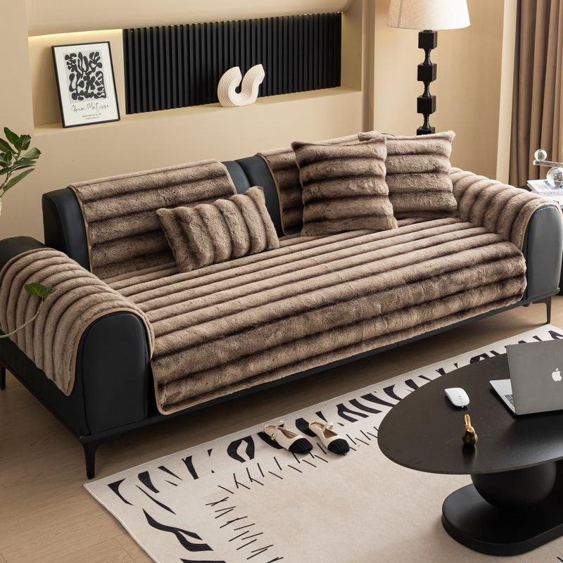 Imitation Mink Sofa Cushion Autumn And Winter Plush Seat Cushion Light Luxury High-Grade Leather Sofa Cover  New Cover
