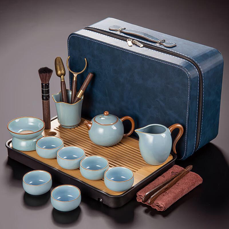 Lainuo Celadon Ru Kiln Xishi 10-Piece Tea Set