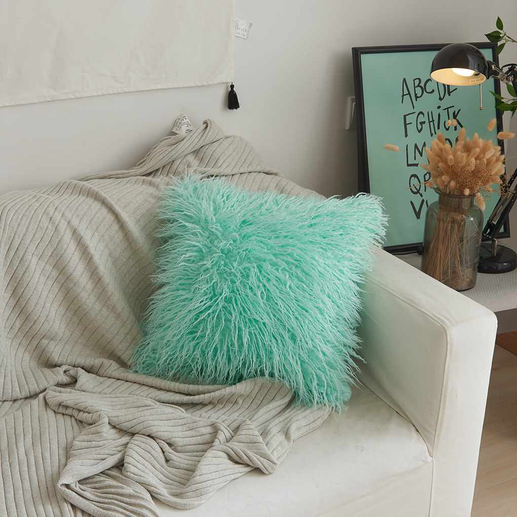 Fluffy Plush Square Waist Throw Pillow Case Sofa Cushion Cover Home Room Decors