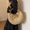 Dali Tong Travel Straw Bag Stylish and Simple Casual Shoulder Women's Bag Beach Vacation Bag Large Capacity Tote Bag