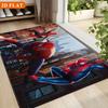 Bath Mat 1pc, Spider for Man Team Up, MARVEL Flannel Rectangular Mat, Bathroom Non-slip Entrance Mat, Fun Door Decoration Mat,