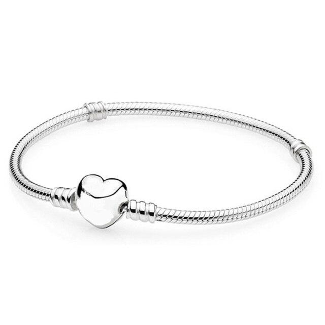 Moments Açacağı Kalp T-BAR Köpüklü Taç O Yılan Zincir Bilezik Fit Moda 925 Ayar Gümüş Bileklik Boncuk Charm DIY Takı