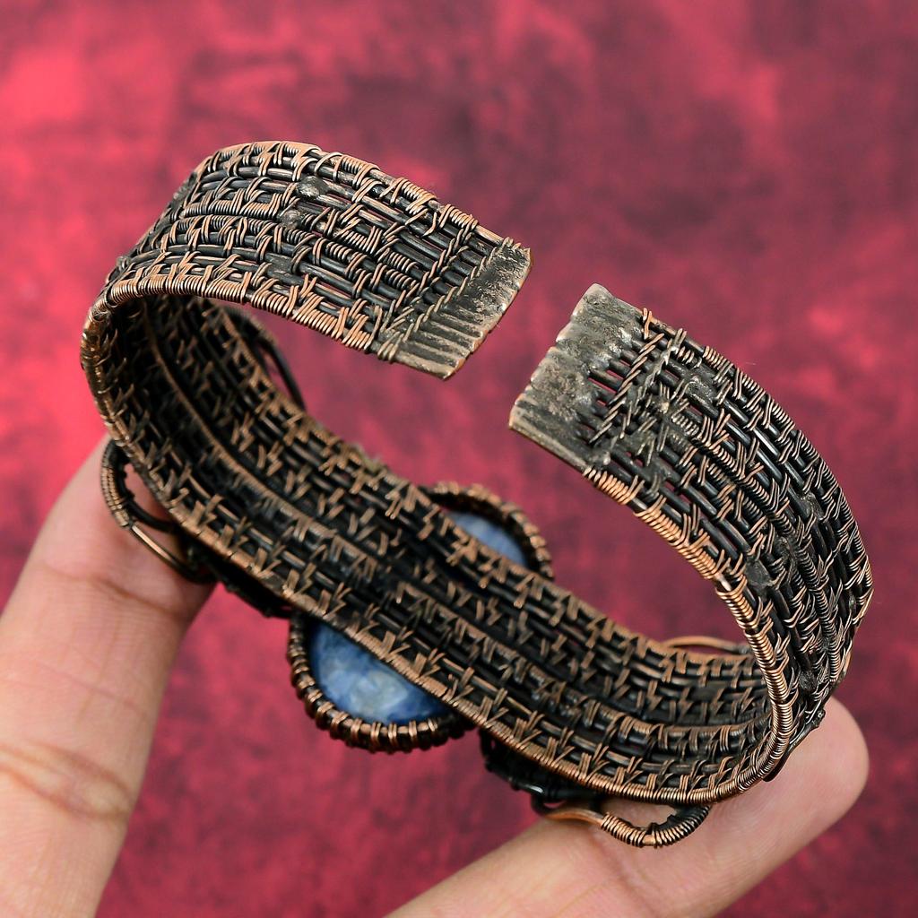 Kyanite Cuff Bracelet Copper Wire Wrapped Adjustable Bangle Rainbow Moonstone Gemstone Cuff Bracelet Handmade Copper Jewelry Gifts For Wife