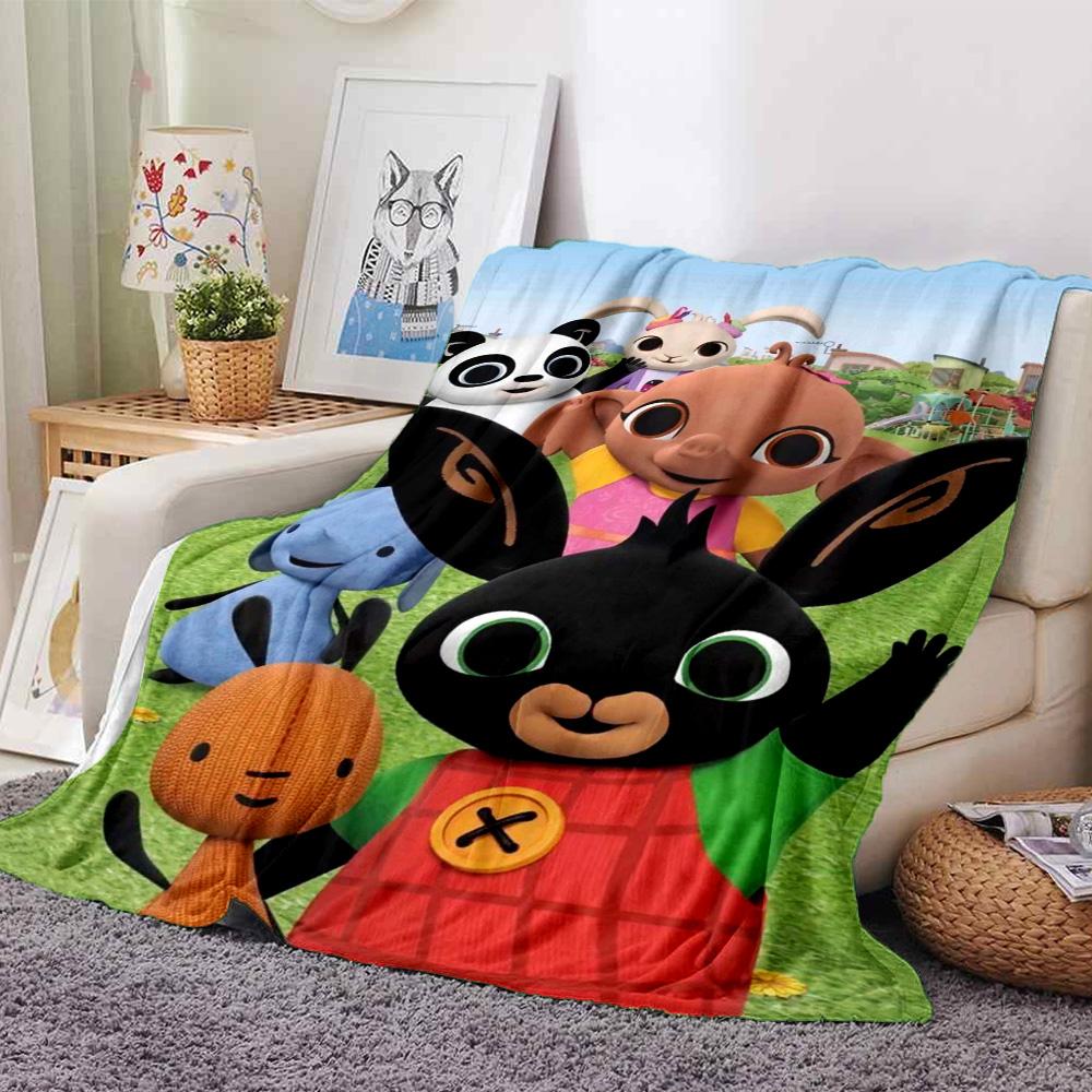 Bing Cartoon Print Flannel Blanket High Quality Warm Comfortable Cover for All Seasons Perfect for Gifts Home Decor