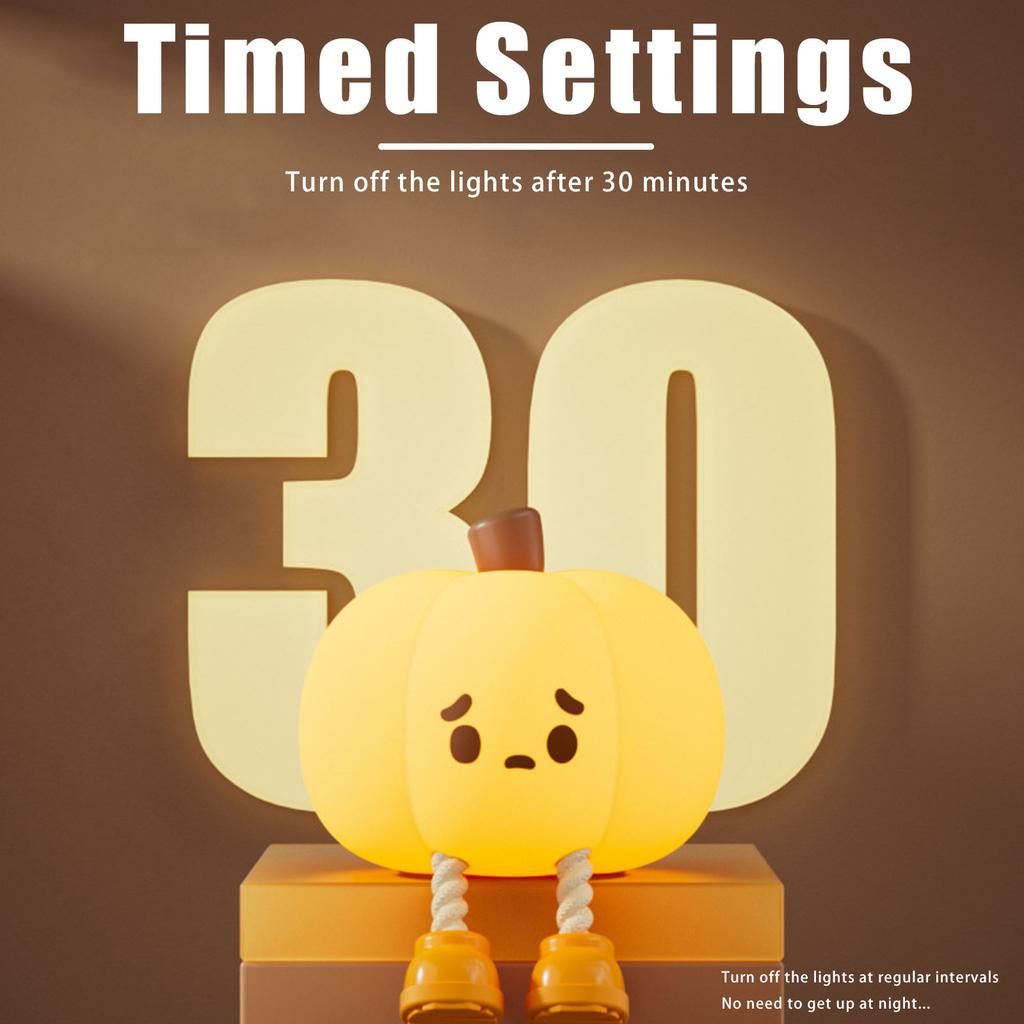 LED Pumpkin Night Light Rechargeable Silicone Pat Lamp Warm Light Funny Halloween Decor Light Gift for Bedroom Living Room Decor