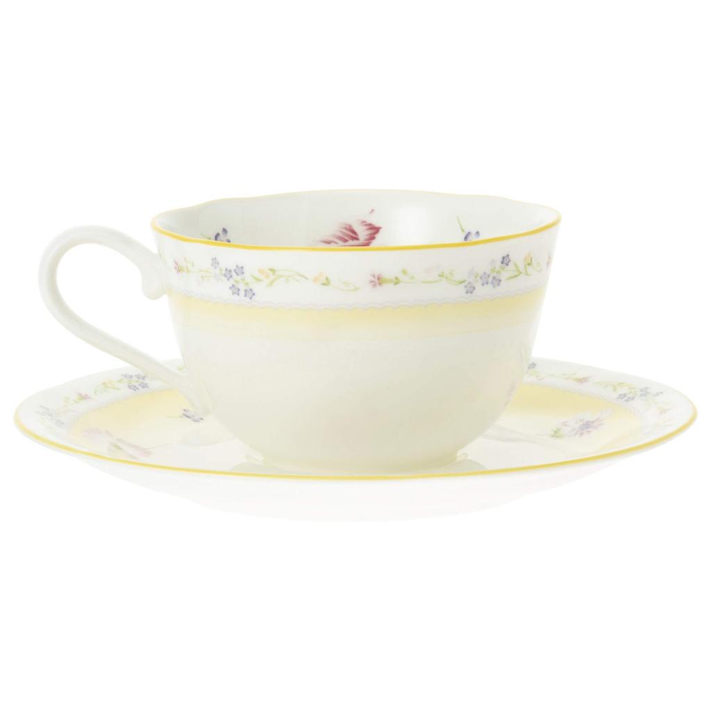 Noritake Jeune Freres Cup & Saucer (Pair Set) (For Coffee and Tea) 220cc, Microwave-Safe, Bone China, P59387A/4620