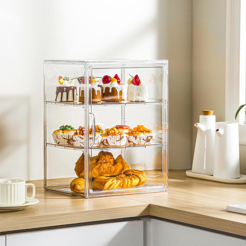 New Bread Box Clear Display Case Bread Storage Box 4 Layers Acrylic Storage Organizer Holder For Homemade Bread Tall Bread Saver