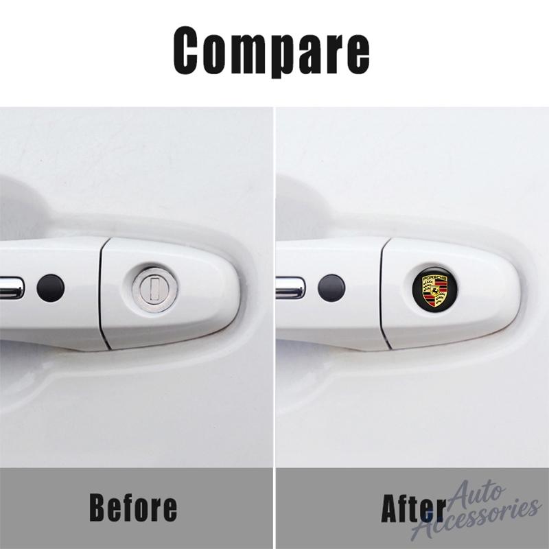 AAX1 4pcs 20mm Car Door Keyhole Lock Protection Sticker Accessories For Porsche Panamera Cayenne 911 718 Macan Carrera-GT 944 Sticker