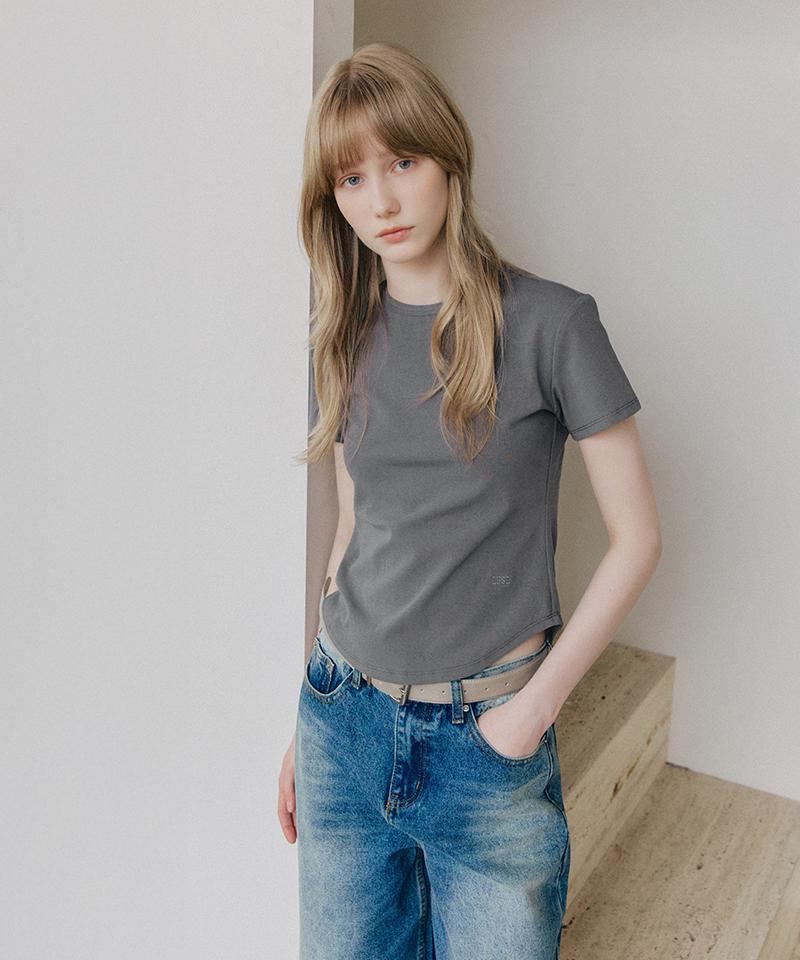LEFTSEOUL Curve Half T-Shirt [Charcoal]