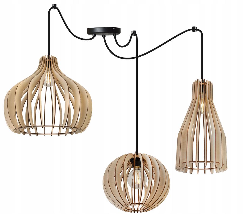 MODERN WOODEN CEILING HANGING LAMP MIX LED
