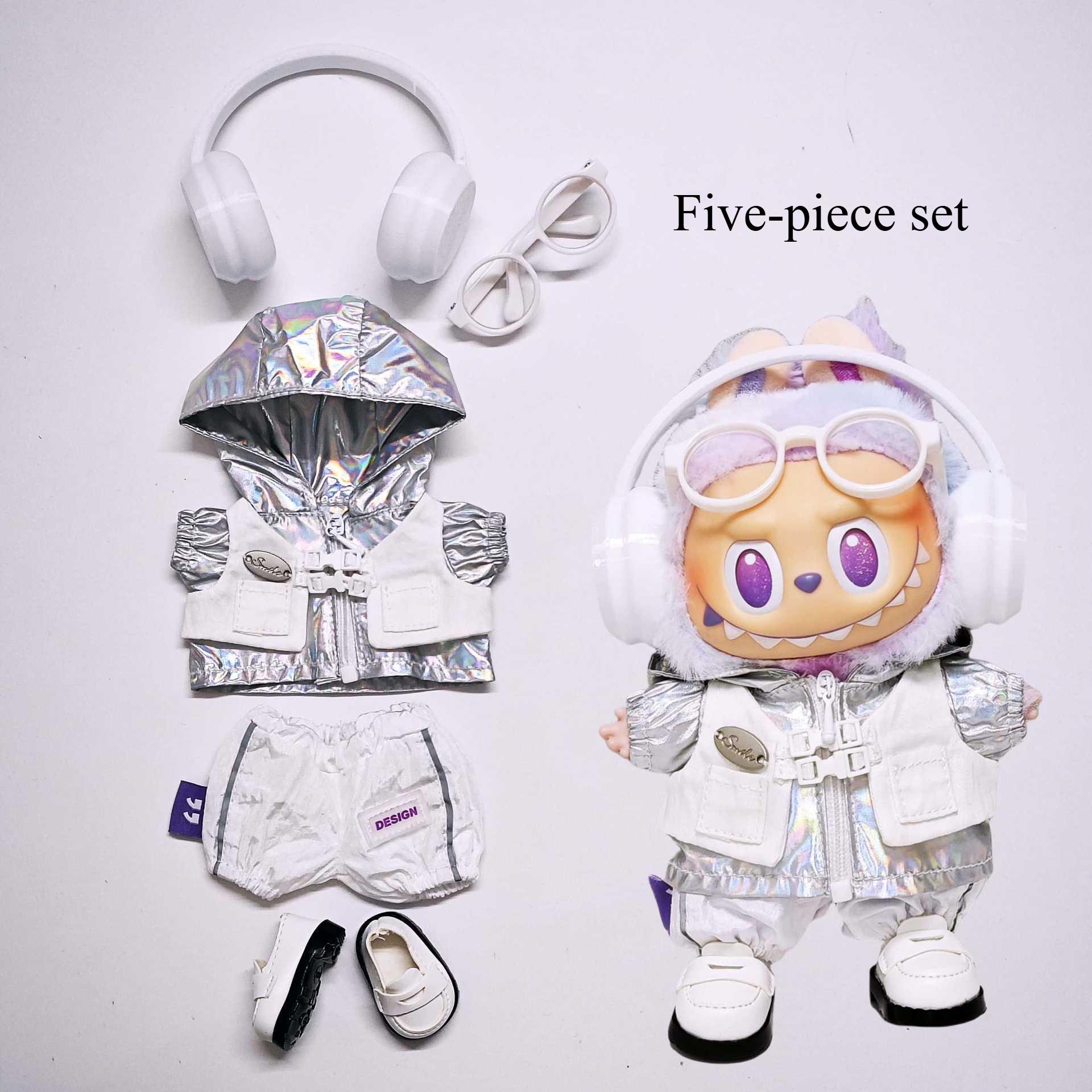 

Новый набор тренча и обуви Лабубу Модная серебристая одежда для куклы baby clothes only, excluding dolls.