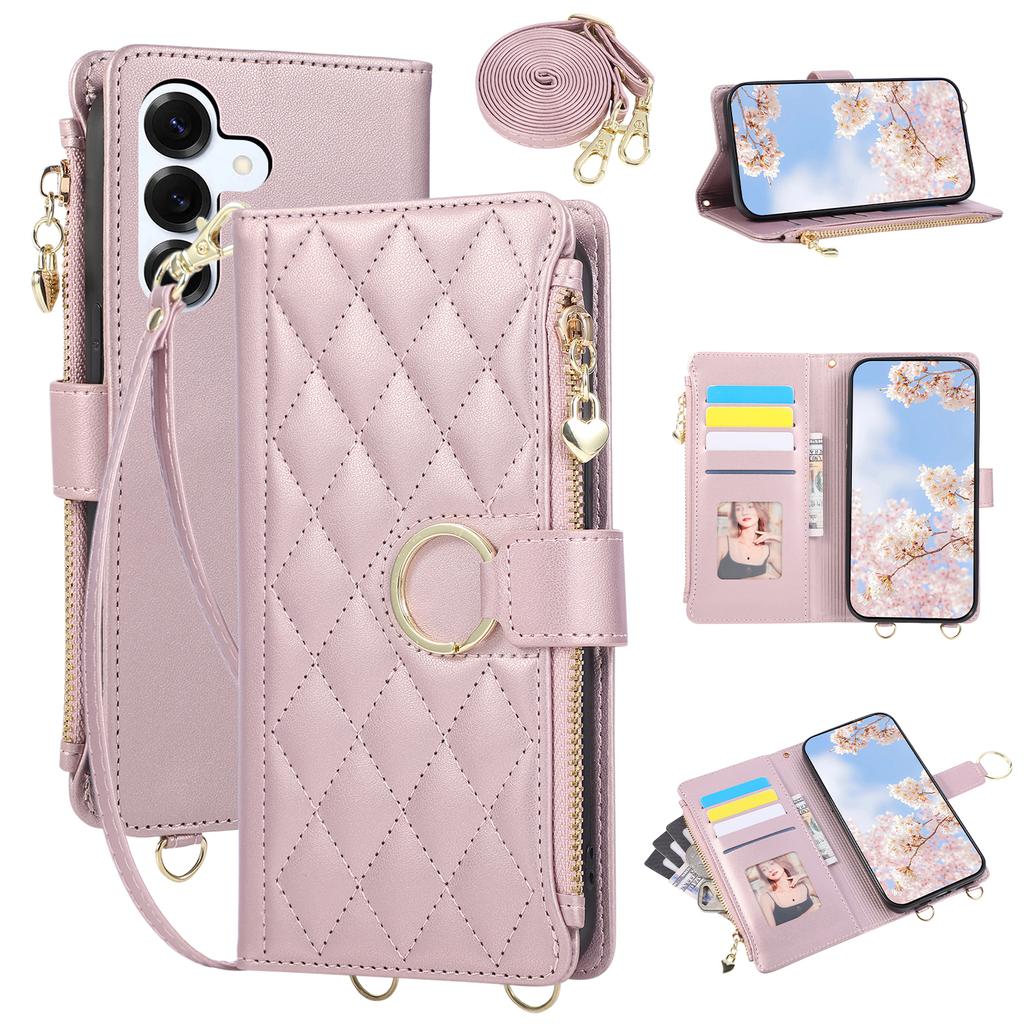 Crossbody Zipper Cards Solt Wallet Flip Leather Case For Samsung Galaxy S26 Ultra S25 S24 Plus S23 S22 A17 A07 A57 A37 Cover