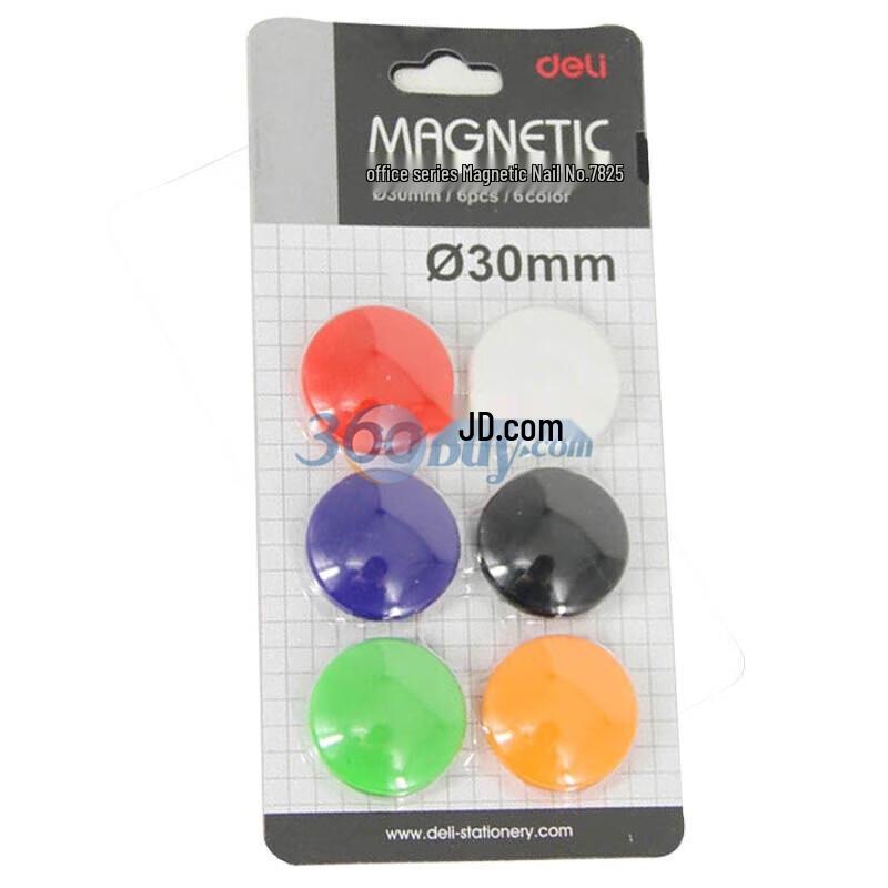 Deli 30mm Mixed Color Magnetic Pushpins, 30 Count