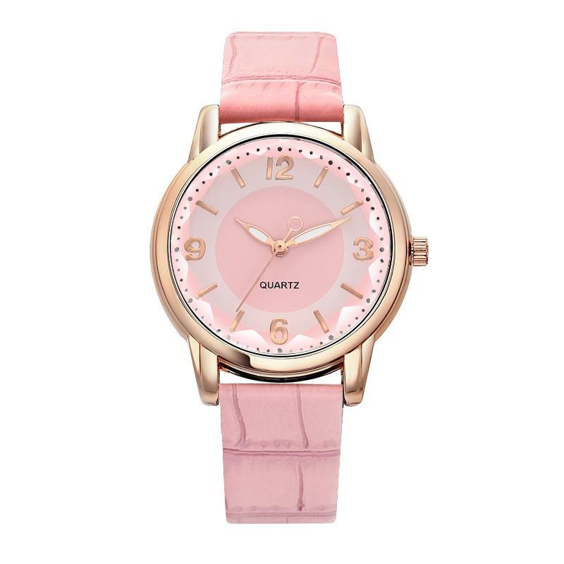 Women's Crocodile Pattern Leather Quartz Watch with Inner Shadow Numerals