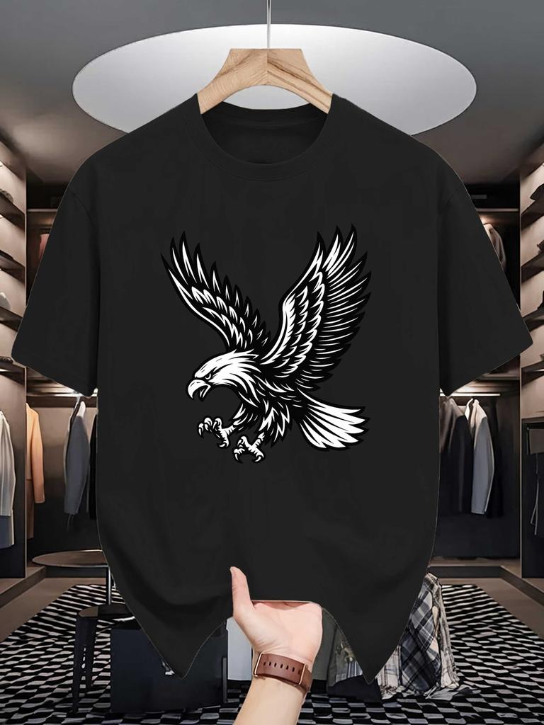 2026 New Vintage Bald Eagle Graphic Unisexs Crew Neck T Shirt Flying Wild Bird Print Short Sleeve Casual Cotton Daily Street Tops