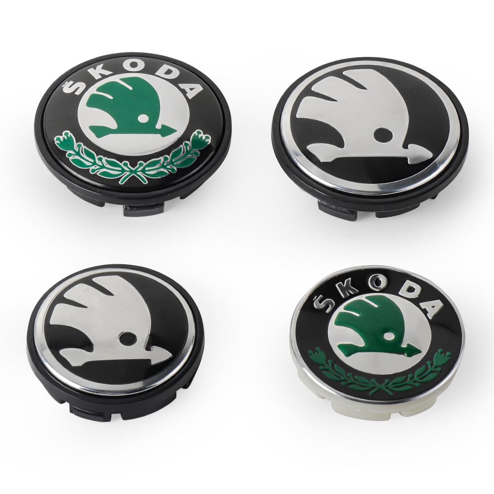 REOY4 55/65mm 4pcs Car Wheel Tire Center Hub Cap Cover Accessories For Skoda VRS Fabia Octavia Scala Kodiaq Karoq VII Afriq Kamiq Yeti