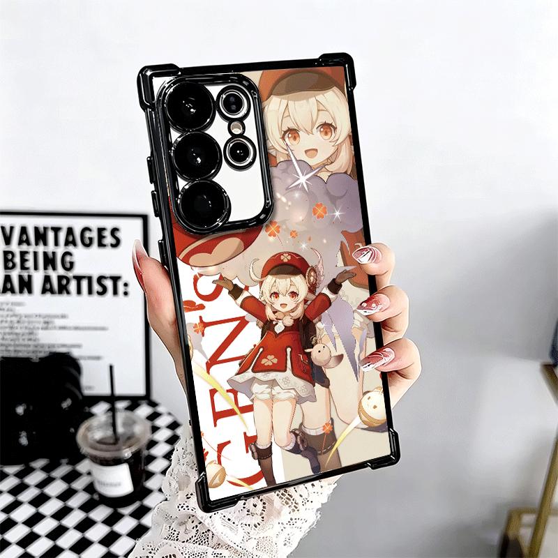 Genshin Impact Anime Plating Phone Case For Samsung Galaxy S24 S25 FE S26 Edge S23 Ultra S22 S21 Plus S20 Anti-Fall Airabag Cove