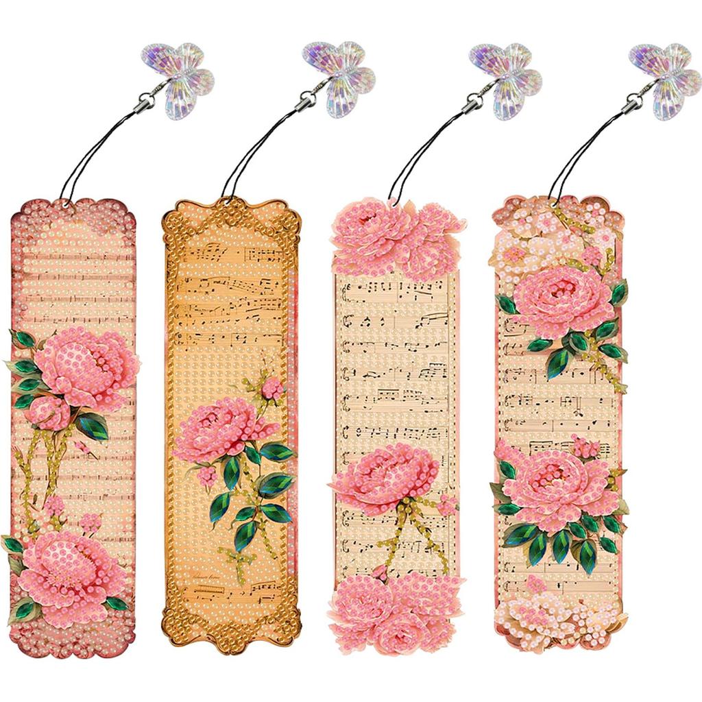 3Pcs Flower Themed DIY Diamond Bookmark Art Projects Diamond Art Bookmark Diamond Painting Art Bookmarks for Reading Enthusiasts