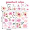 4 Sheets Flowers Wall Decals Watercolor Peony Floral Leaves Wall Stickers Peel And Stick Wall Decor for Girls Bedroom Nursery Classroom Living Room
