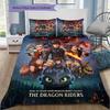 How Train Dragon Pattern Bedding Quilt Set Quilt Cover Pillowcase Home Birthday Gift(1 * Duvet Cover + 2 * Pillowcase, Without Core)