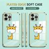Pouzdro na telefon Cartoon Giraffy Plating pro iPhone 11 13 15 Samsung Galaxy A52 Xiaomi Redmi 12C Note 10 Pro Oneplus měkké obaly na smartphone