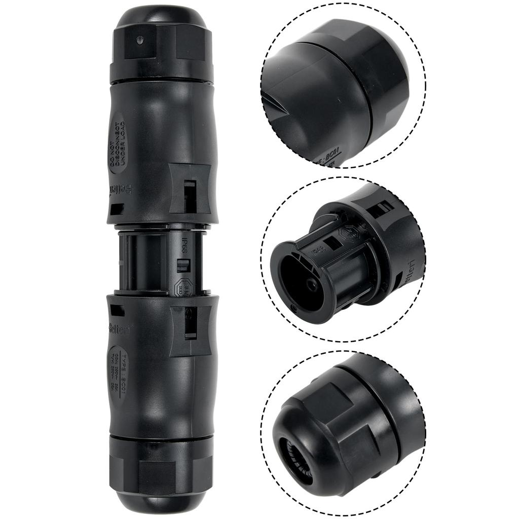 BC01 Coupling 3Pin Connector for Connecting Two Inverters IP67 Waterproof with Environmentally Friendly PVC Rubber Sheath