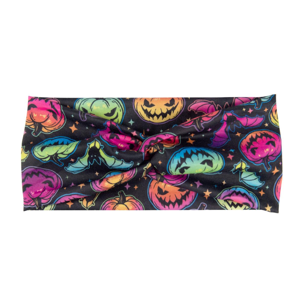 

Богемная повязка на голову с принтом черепа и тыквы, гримаса, Хэллоуин, широкая, с узлом, эластичная, для йоги, бега, аксессуар для волос для женщин