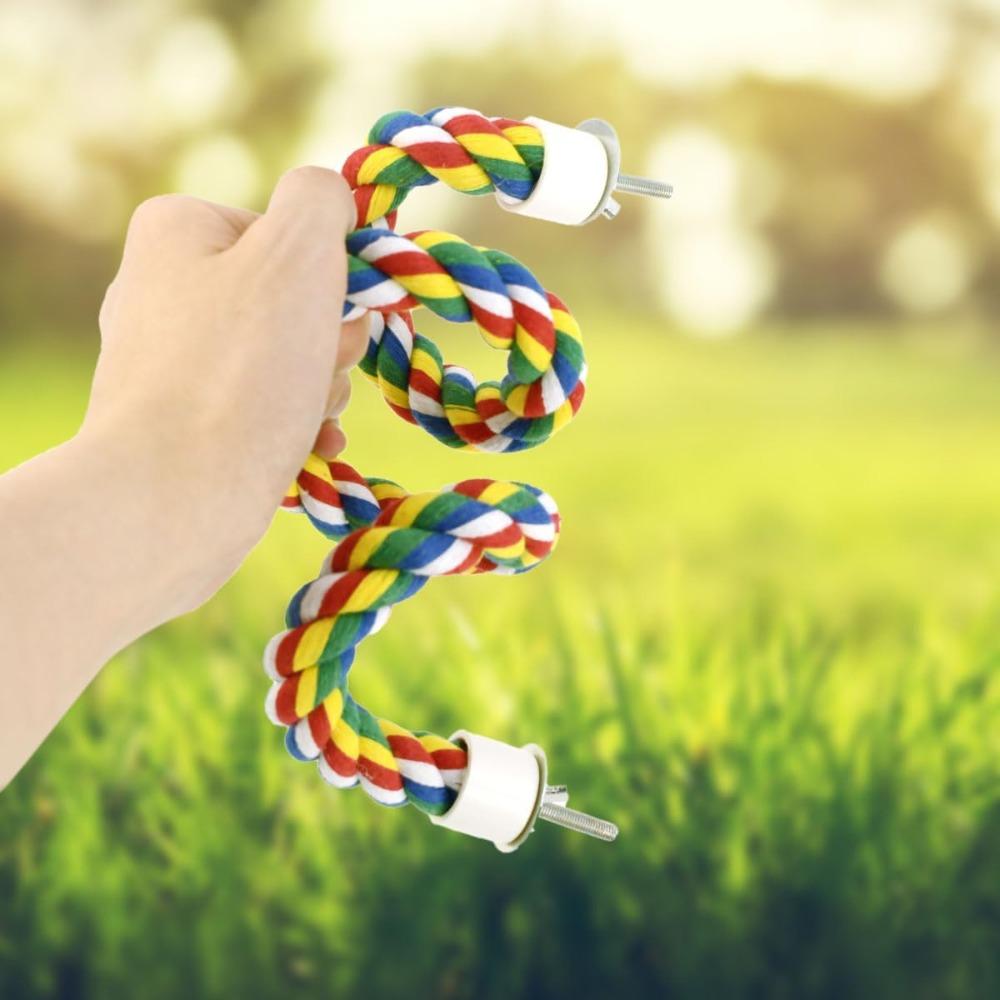 1PC Random Color Parrot Cotton Rope Colorful Bite Toy Climbing Stand Bird Parrot Cage Accessories Pet Toys Fixable Parrot Rope