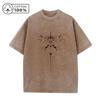 Mens Unique Line Butterfly Print Washed T Shirt Distressed Retro Casual Loose Pure Cotton Short Sleeved Summer Commuter Top