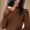 Knitted Sweater Autumn and Winter New Semi High Neck Sweater Women's Pullover Long Sleeved Slim Button Top