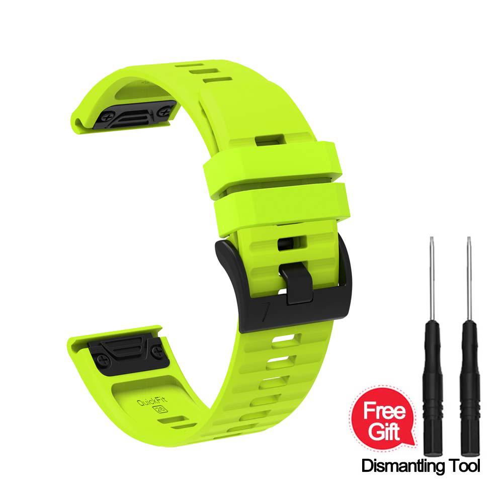 

Быстросъемный ремешок для часов 22 мм для Garmin Fenix 8/E/Epix Pro 47 мм, Fenix 7, Fenix6 Solar, Forerunner 955/945/965 Силиконовый ремешок для часов 22MM зелёный
