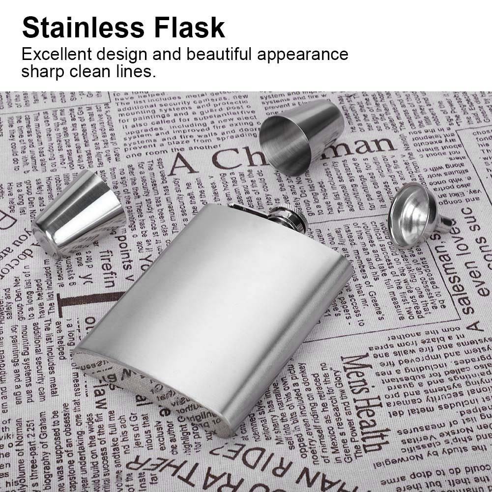 Nerezový trychtýř na alkoholovou baňku o objemu 7 oz se dvěma kelímky na víno jako dárek k narozeninám(Kartáčovaný)