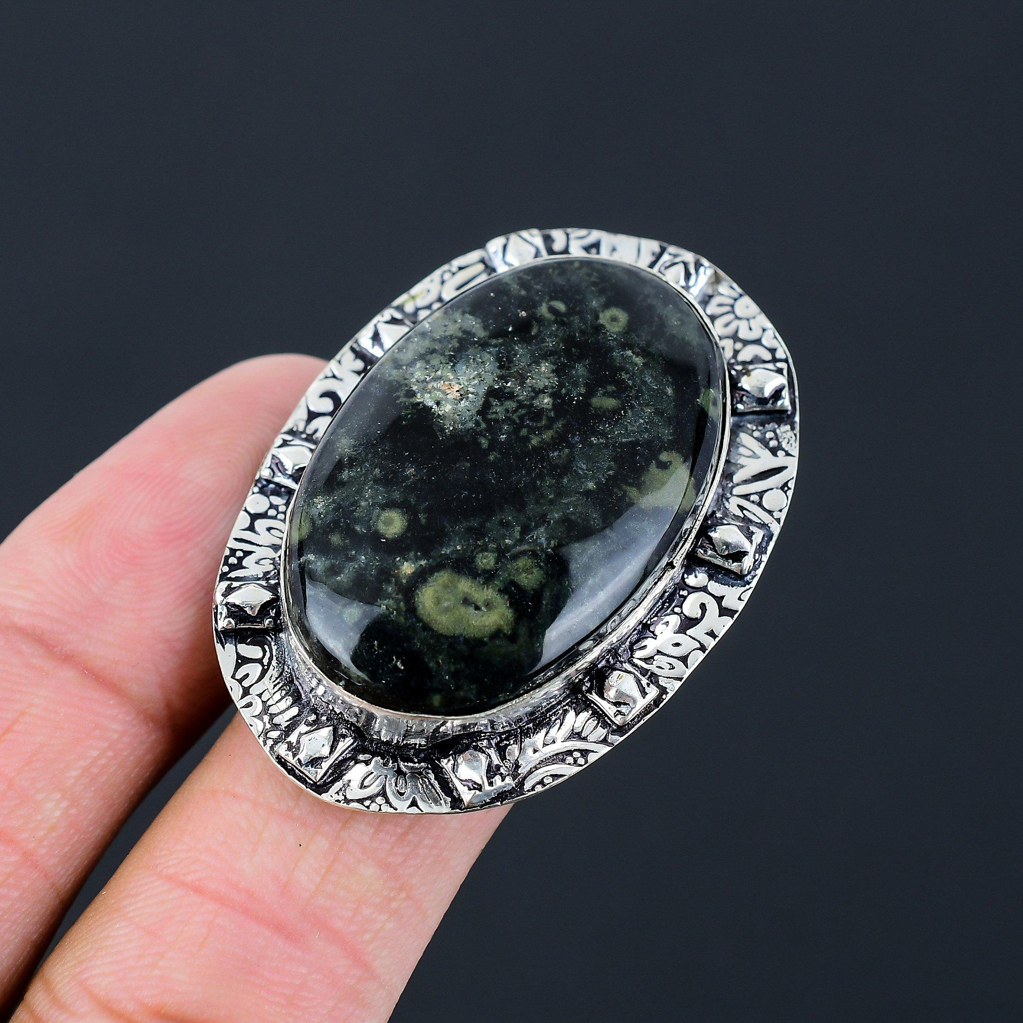 Daughters Day Sale Kambaba Jasper Stone New Stackable Ring 925 Sterling Silver 9