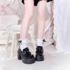 Sweet Heart-Shaped Buckle Lolita High Heels Pump Shoes for Women PU Leather Waterproof Platform Mary Janes Shoes