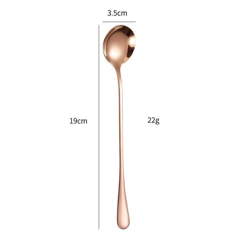 Creative Stainless Steel Long Handle Spoon Set for Ice Cream, Coffee, and More