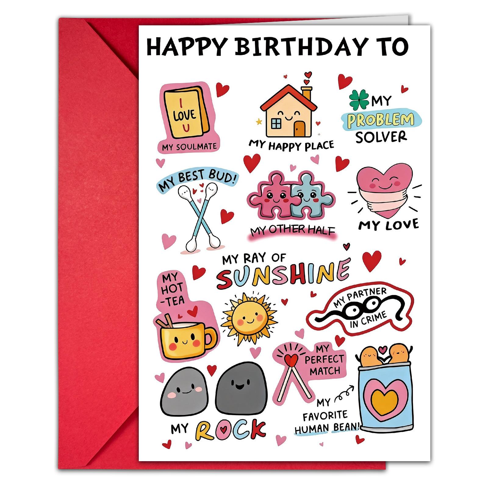 

1 Birthday Cute Illustration Greeting Card Envelope Set Fun Girlfriend Significant Other Birthday Greeting Cards 10 Sets Of Approval T020402194